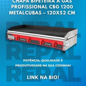 Chapa Bifeteira a Gás Profissional CBG 1200 Metalcubas – 120x52 cm